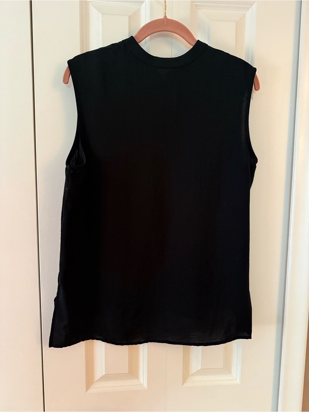 Black Sleeveless V Neck Blouse Work Office Top Size L